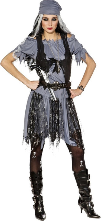 Ladies Ghostly Pirate Fancy Dress Costume