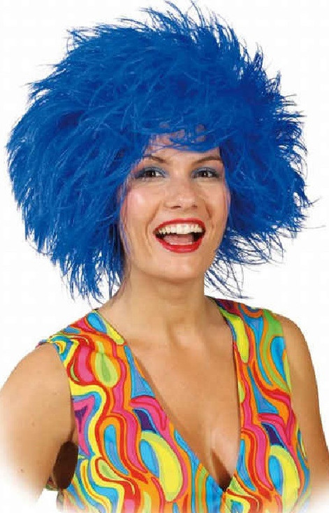 Adults Blue Afro Clown Wig