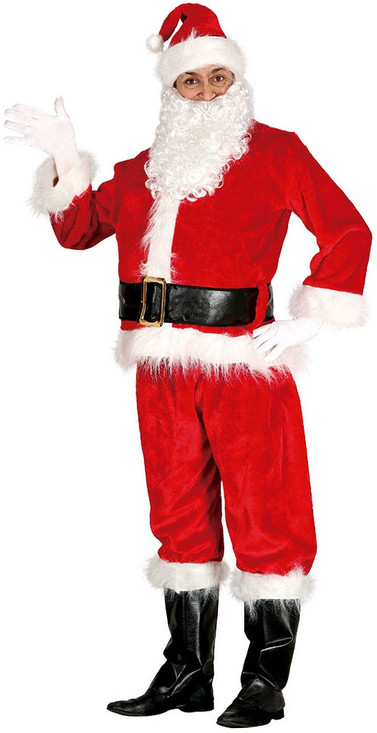 Mens Plush Father Christmas Fancy Dress Costume