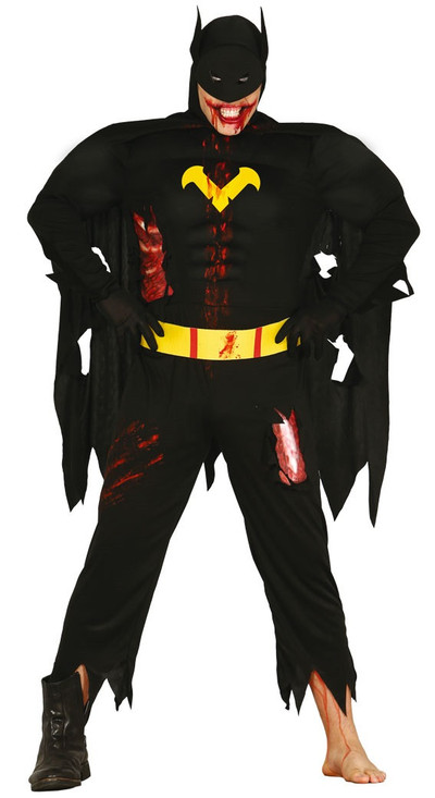 Mens Black Zombie Superhero Fancy Dress Costume