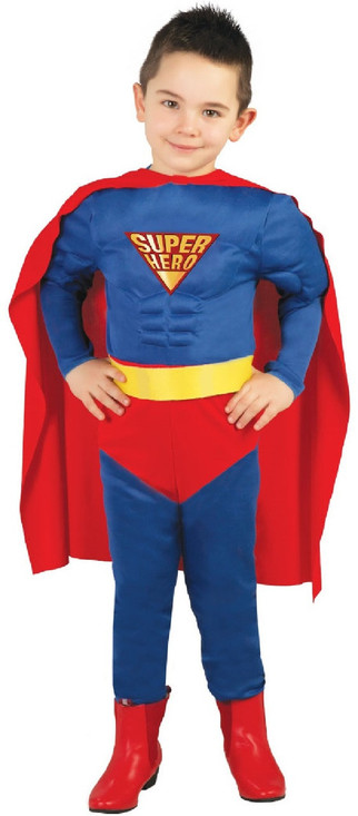 Boys Muscle Super Hero Fancy Dress Costume