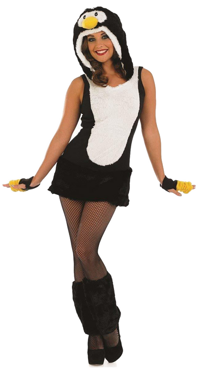 Ladies Fluffy Penguin Fancy Dress Costume
