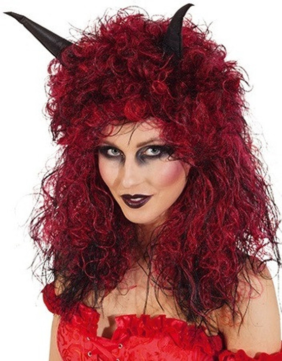 Ladies Red Devil Horned Wig