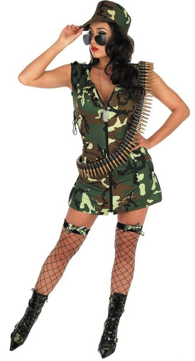 Ladies Sexy Army Fancy Dress Costume