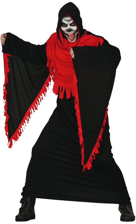 Mens Black/Red Grim Reaper Fancy Dress Costume