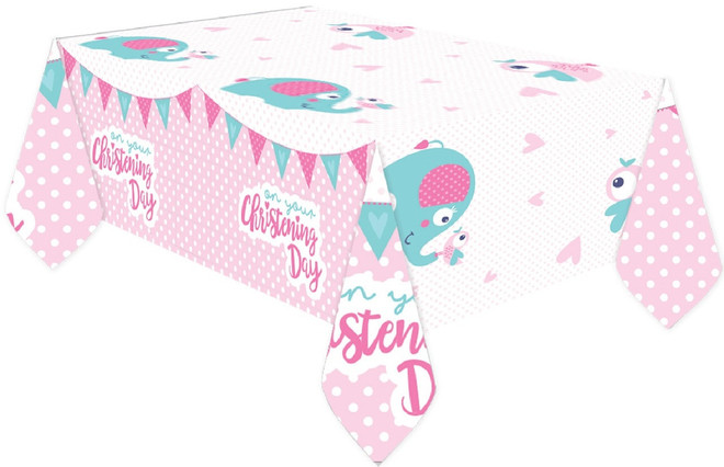 Baby Girls Christening Party Tablecover