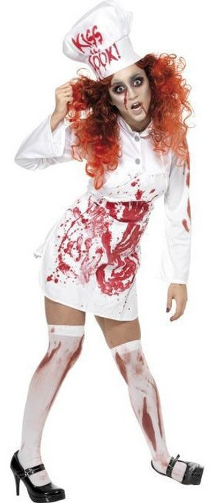 Ladies Zombie Chef Fancy Dress Costume