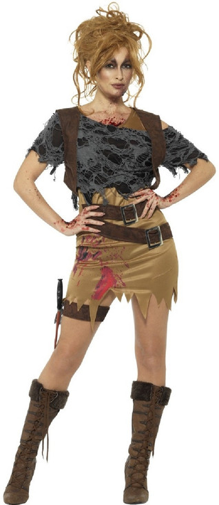 Ladies Deluxe Zombie Hunter Fancy Dress Costume