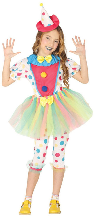 Girls Spotty Tutu Clown Fancy Dress Costume