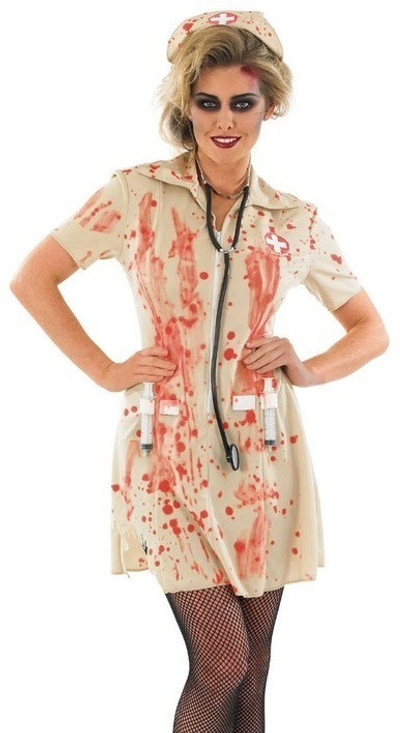 Ladies Zombie Nurse Fancy Dress Costume