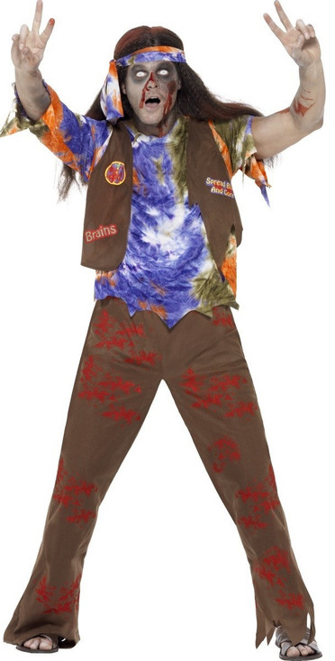 Mens Zombie Hippy Fancy Dress Costume