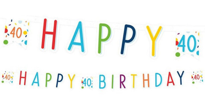 Happy 40th Birthday Confetti Party Banner