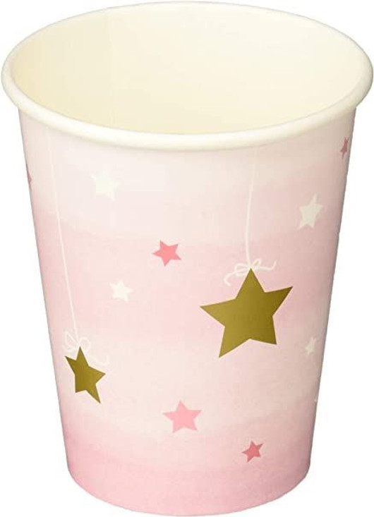 Pink One Little Star Paper Cups - 8 Pcs