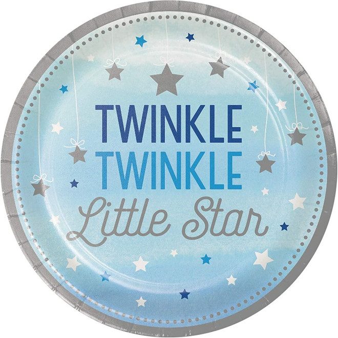 Blue Twinkle Little Star Paper Dinner Plates - 8 Pcs