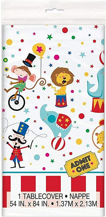 Carnival Circus Party Plastic Tablecloth, 7ft x 4.5ft