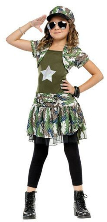 Girls Army Brat Fancy Dress Costume
