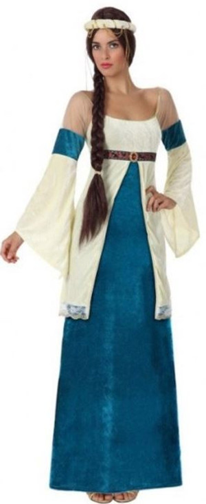 Ladies Blue/Cream Medieval Queen Costume