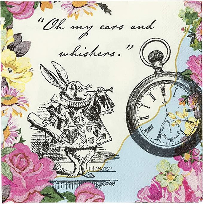 Alice in Wonderland Napkins Supplies for Mad Hatter Tea, Birthday Party, Baby Shower | 20 Pack 25cm, Paper