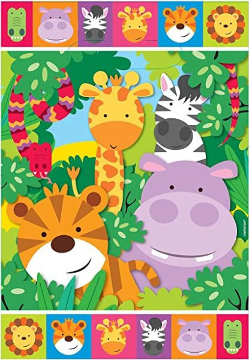 Jungle Friends Birthday Party Plastic Loot Bags - 8 Pack