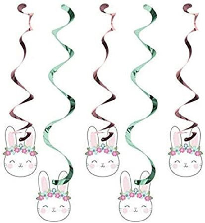 Party Birthday Bunny Hanging Decorations-5 Pcs, Multicolor, 0.03x3.4x39inc