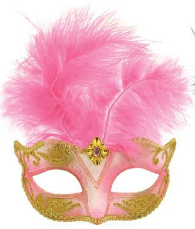 Baby Pink Feather Mask