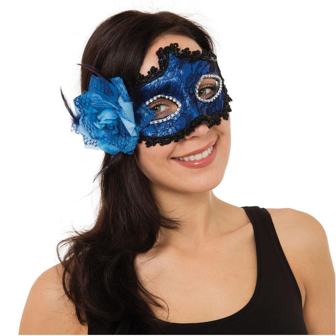 Blue Flower Masquerade Mask