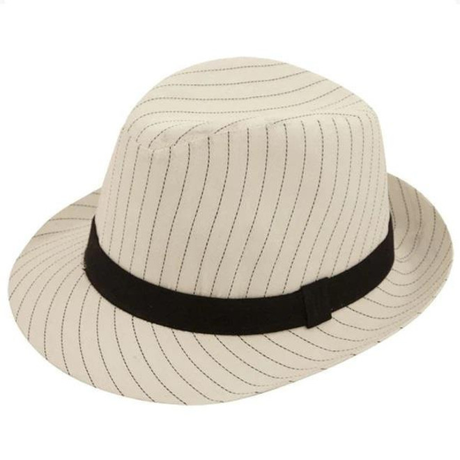 White Pinstripe Gangster Hat