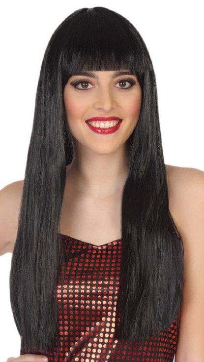 Ladies Black Long Disco Wig