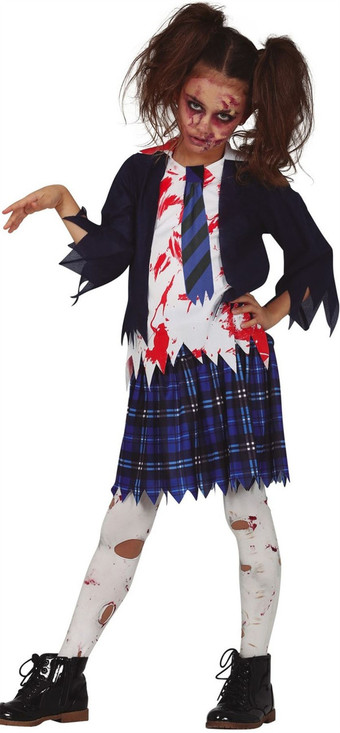 Girls Blue Zombie School Girl