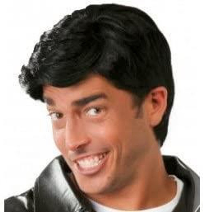 Mens Black 50s Heartthrob Wig