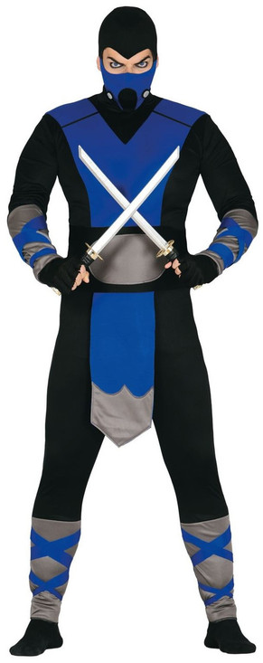 Mens 90s Blue Ninja Fancy Dress Costume