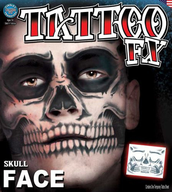 Skull Face  Full Face Temporary Tattoo