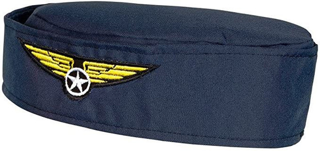 Stewardess Hat for Adults - Dark Blue with Gold