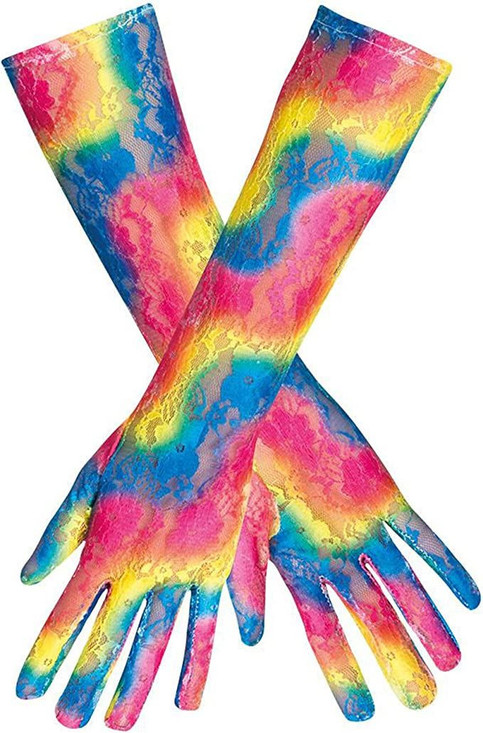 Long Lace Gloves, Adult, Multi-Coloured