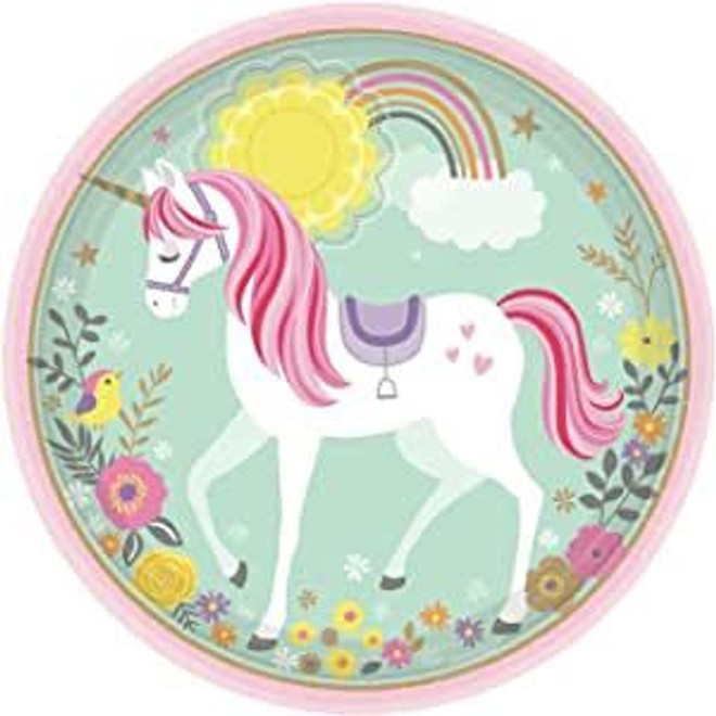 Magical Unicorn Birthday Party Paper Plates - 8 Pack