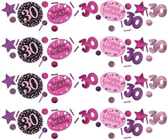 30th Birthday Glittery Pink 3 Pack Value Confetti-34g-1 Pc