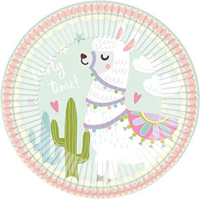 Llama Birthday Party Paper Plates - 8 Pack, 23 centimeters