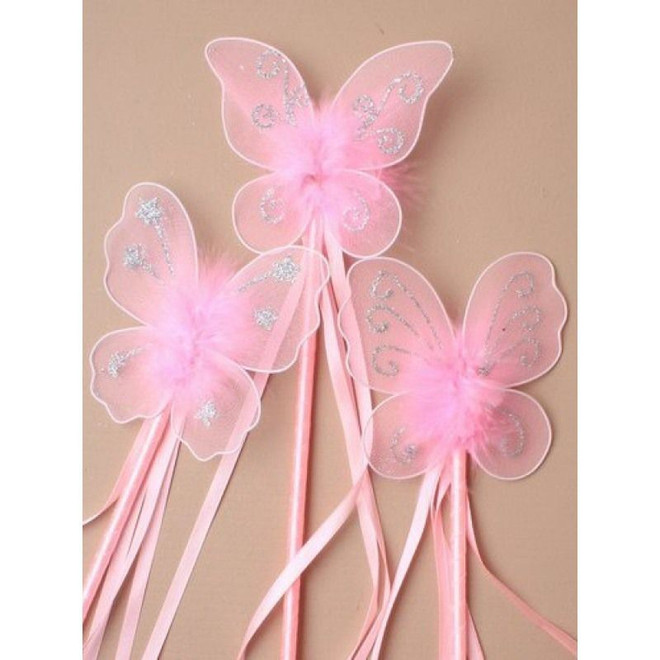 Pink Net Butterfly Wand
