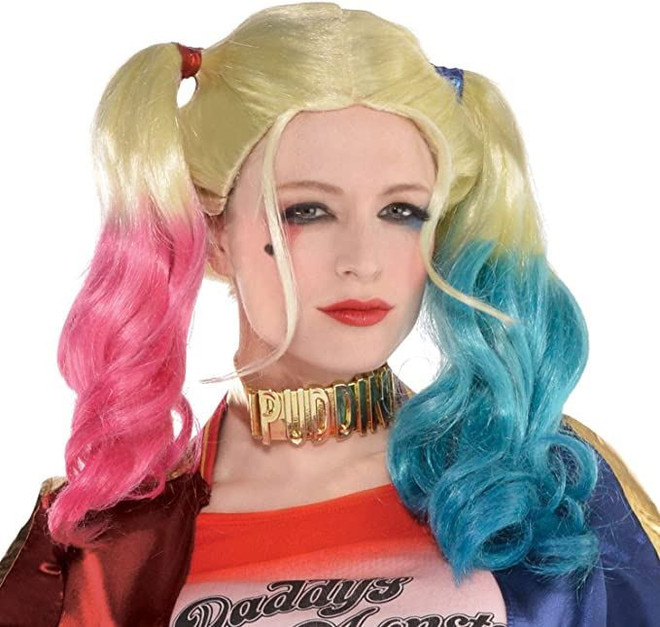 Adults Officially Licensed Suicide Squad Harley Quinn Wig Fancy Dress Accessory