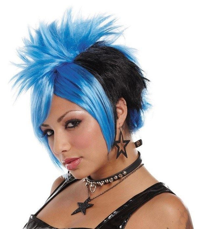 Punk Girl Wig Black & Blue