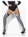 Opaque Hold-Ups Check Print, Black & White with Bows