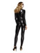 Fever Miss Whiplash Skeleton Costume, Black with Catsuit