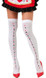 Ladies White Card Print Stockings