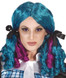 Ladies Blue & Pink Curly Fancy Dress Wig