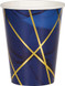 Creative Party Blue and Gold Paper Cups, 12 oz. - 8 Pcs.