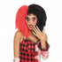 Red & Black Crazy Girl Harequin Wig