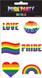 6x Pride Rainbow LGBTQ+ Temporary Tattoos (1 sheet)