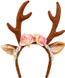 Reindeer Headband Tiara with Horns, Ears and Flowers