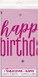 Pink Happy Birthday Plastic Table Cover-54" x 84" Silver | 1 Pc
