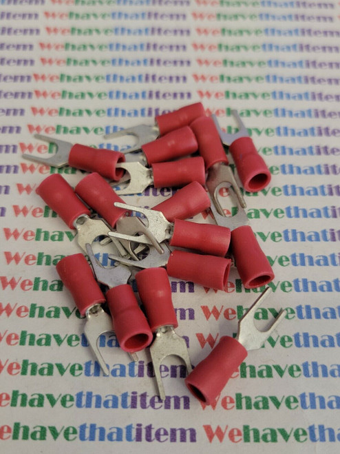 CRIMP FORK / LUG  END RED SLEEVE / 18 TO 22 GAUGE WIRE / 100 Pcs (qzty)